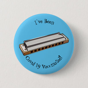 Harmonica Cartoon Illustration Button