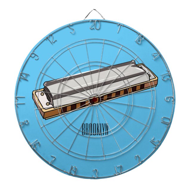 Harmonica Cartoon Illustration Dartscheibe (vorne)