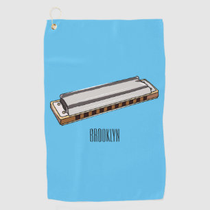 Harmonica Cartoon Illustration Golfhandtuch