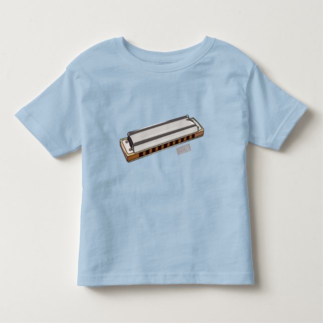 Harmonica Cartoon Illustration Kleinkind T-shirt (Vorderseite)