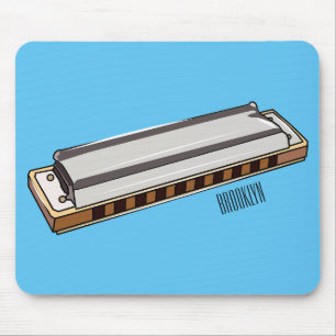 Harmonica Cartoon Illustration Mousepad
