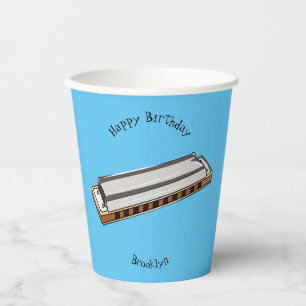 Harmonica Cartoon Illustration Pappbecher