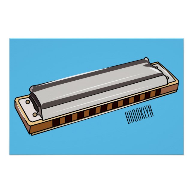 Harmonica Cartoon Illustration Poster (Vorderseite)