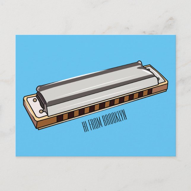 Harmonica Cartoon Illustration Postkarte (Vorderseite)