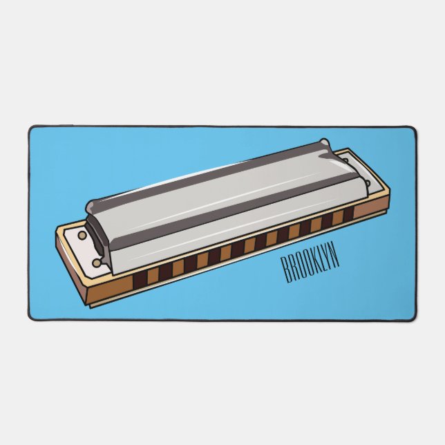 Harmonica Cartoon Illustration Schreibtischunterlage (Vorderseite)