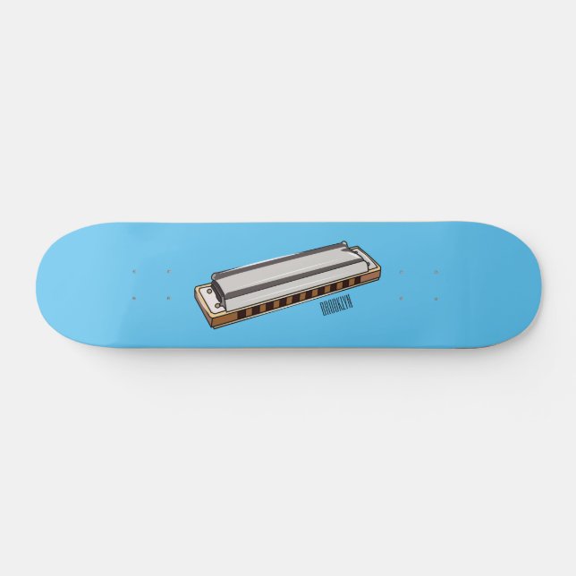 Harmonica Cartoon Illustration Skateboard (Horizontal)