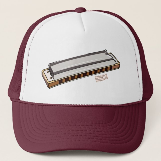 Harmonica Cartoon Illustration Truckerkappe (Vorderseite)