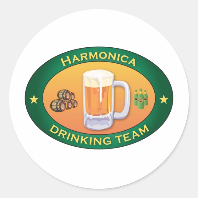 Harmonica Drink Team Runder Aufkleber (Vorderseite)