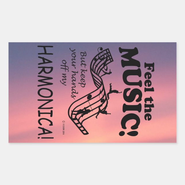 Harmonica fühlt sich wie ein rechteckiger Aufklebe Aufkleber (Vorderseite)