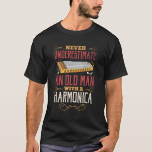 Harmonica Funny Vintag Retro Harmonica Player Gif T-Shirt