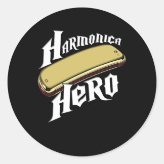 Harmonica Hero Instrument Band Blues Music Gift Runder Aufkleber