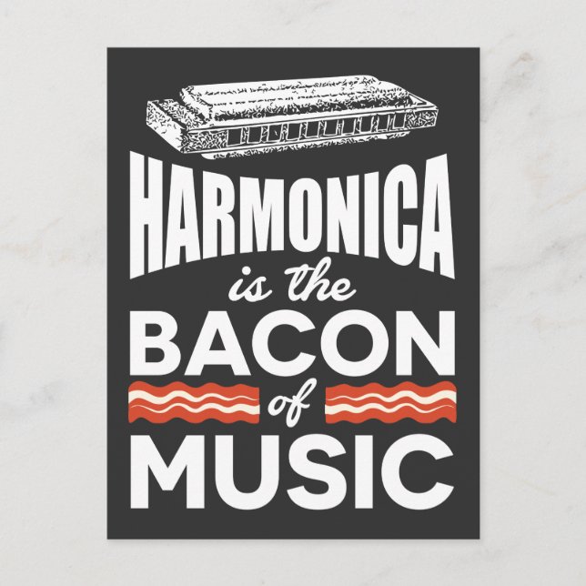 Harmonica ist das Bacon Of Music Funny Orchestra Postkarte (Vorderseite)