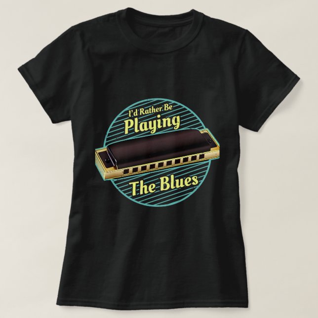 Harmonica Lover Blues Harmonica Jazz T-Shirt (Design vorne)