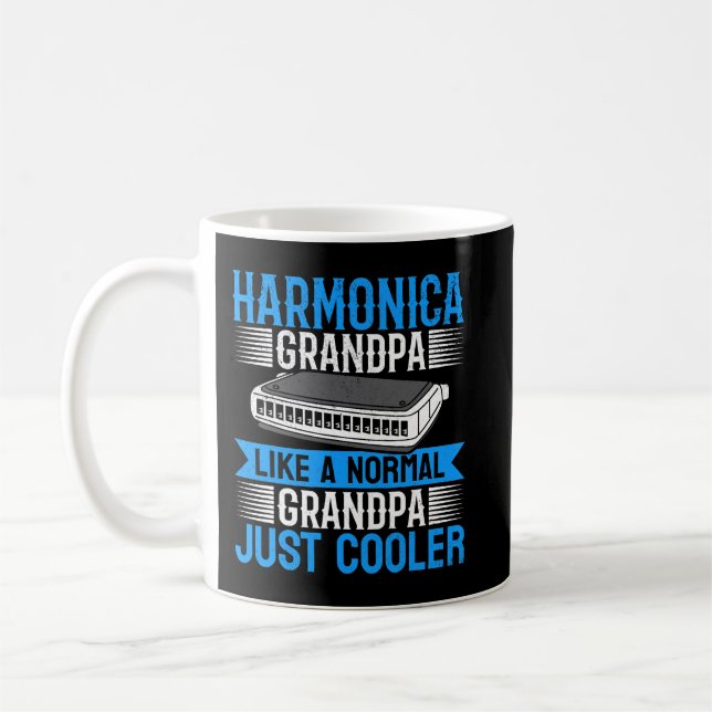 Harmonica Lover Mens Harmonica Grandpa Harmonica Kaffeetasse (Links)