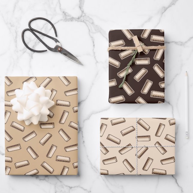 Harmonica Pattern Geschenkpapier Set (Vorderseite)