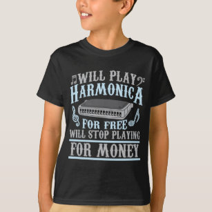 Harmonica Player Blues Music French Harber T-Shirt