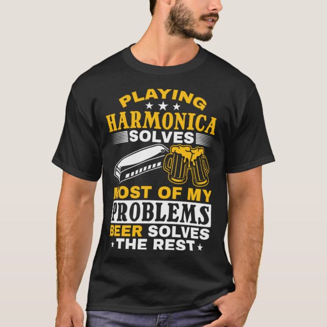 Harmonica Player Playing Harmonica T-Shirt (Vorderseite)