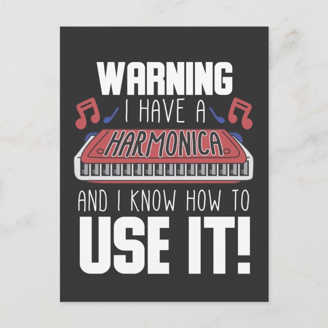 Harmonica Player Warning Blues Music French Harp Postkarte (Vorderseite)