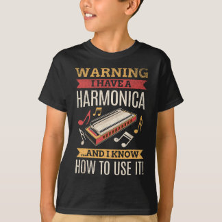 Harmonica Vintag Retro Funny Harmonica Player Gif T-Shirt