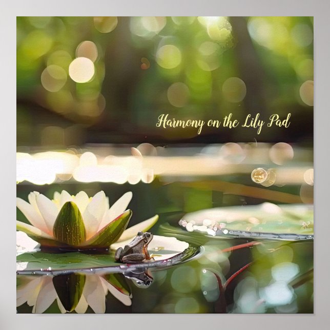 Harmonie auf dem Wasser: Frosch und Wasserlilie Poster (Vorne)