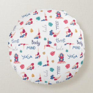 Harmonie & Balance - Yoga Themed Rundes Kissen