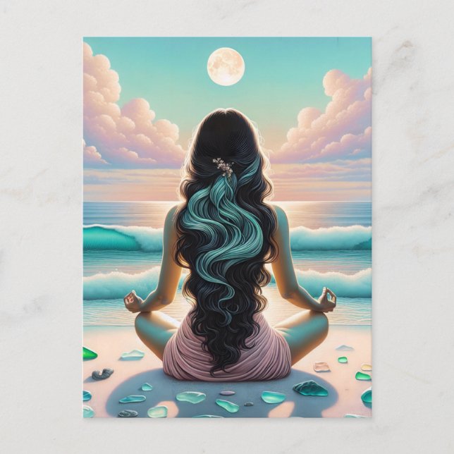 Harmonie der Meditation am Strand Postkarte (Vorderseite)