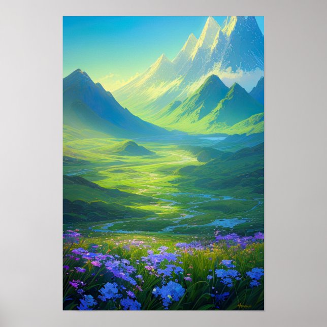 Harmonie der Natur, majestätisches grünes Tal Poster (Vorne)
