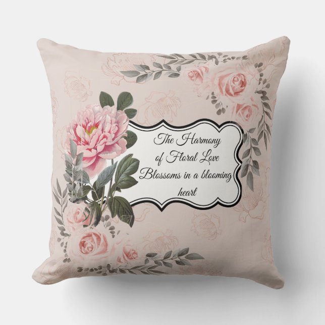 Harmonie Floral Love Designer Rose Coussin (Recto)