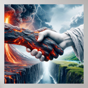 Harmonie in Chaos - Elementarhandshake Poster