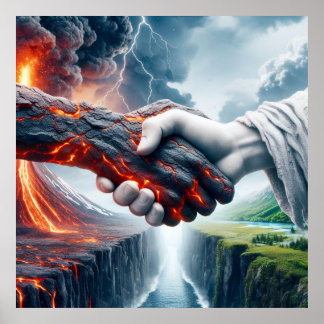 Harmonie in Chaos - Elementarhandshake Poster