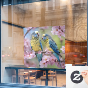 Harmonie in der Ferne: Blau und Gelb Fensteraufkleber