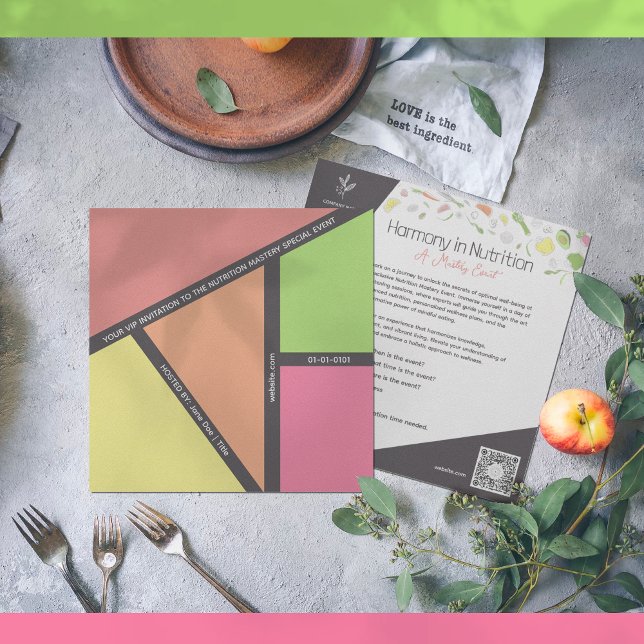 Harmonie in Ernährungsereignissen Einladung ( Infuse your invitation with energy and style as you add your event title, date, and time. )