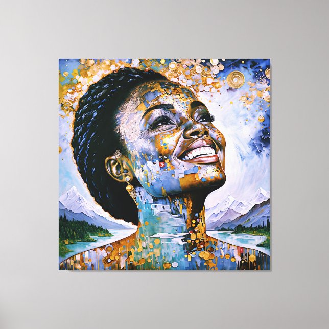 "Harmonie in Gold und Himmel" Leinwanddruck (Vorderseite)
