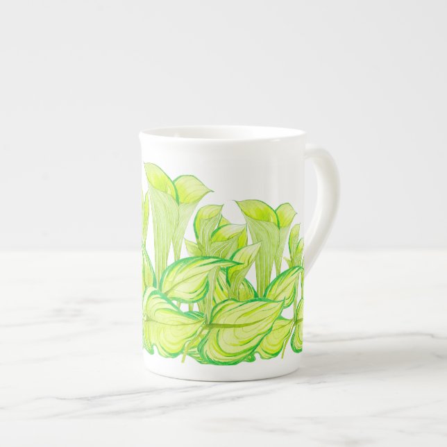 Harmonie in Grün auf einer Knochen-China-Tasse Prozellantasse (Vorderseite Rechts)