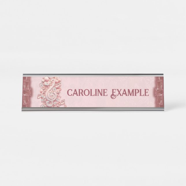 Harmonie in Rosa, ein majestätischer, stilisierter Schreibtischnamensplakette (Vorderseite )