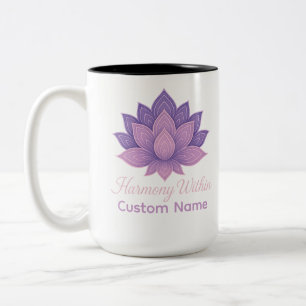 Harmonie innerhalb von Lotus Mandala Personalisier Zweifarbige Tasse