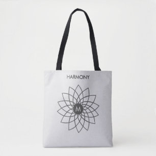 Harmonie-Mandala auf silberfarbener Tote Bag Tasche