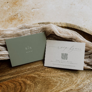 HARMONIE Sage Green Minimalistisch Wedding QR Co RSVP Karte
