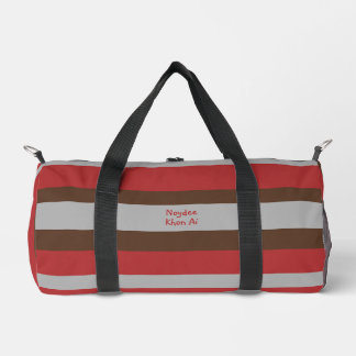 Harmonie-Streifen Horizontale Linien Grau Rot Brau Duffle Bag