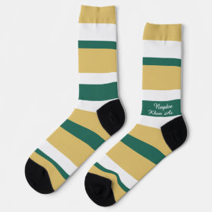 Harmonie-Streifen-Linien Grün Gold Weiß Socken