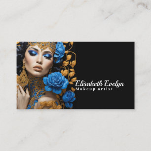 Harmonie von Blau und Gold Florals über eine liebl Visitenkarte