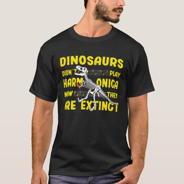 Harmonikist Dinosaurier Joke Harmonica Instrument T-Shirt (Vorderseite)