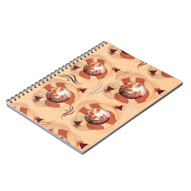 Harmonious Orange Blossom Circles Notizblock (Linke Seite)