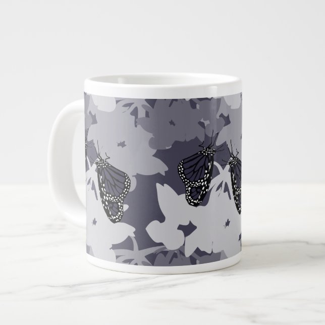 Harmonisch Fütternd Monarch Butterfly-Paar Jumbo-Tasse (Vorderseite Links)