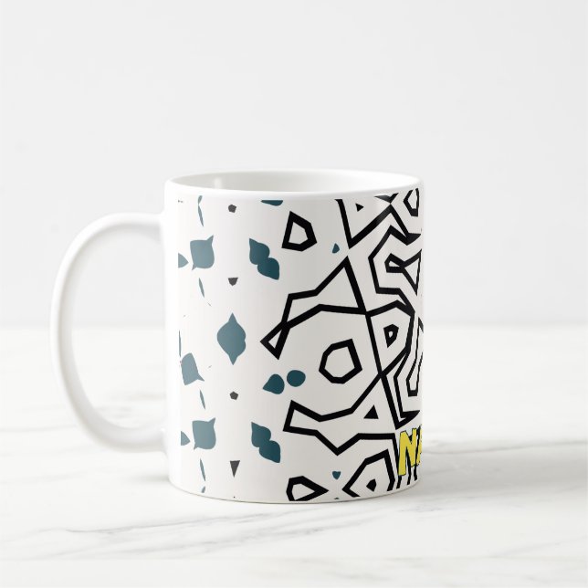Harmonisch Gelb, Grün, Blau und Schwarz Kaffeetasse (Links)