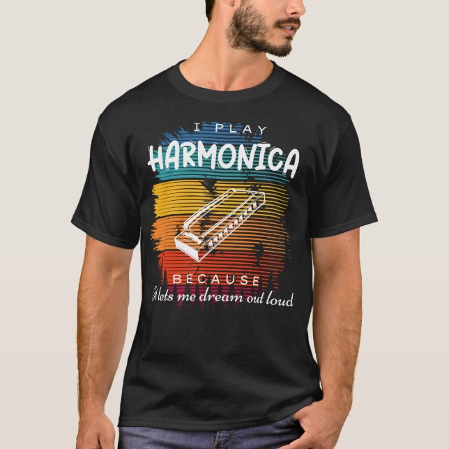 Harmonische Daydreams: Melodic Harmonica Joy T-Shirt (Vorderseite)
