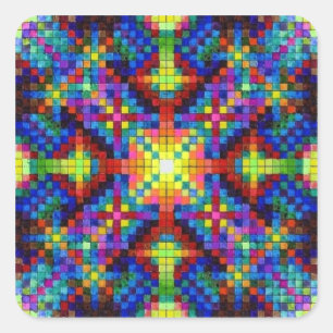 Harmonischer KristallMandala-Aufkleber Quadratischer Aufkleber