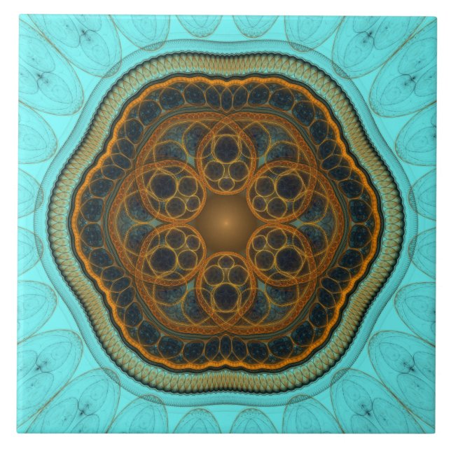 Harmonisches Fraktal Mandala Fliese (Vorderseite)