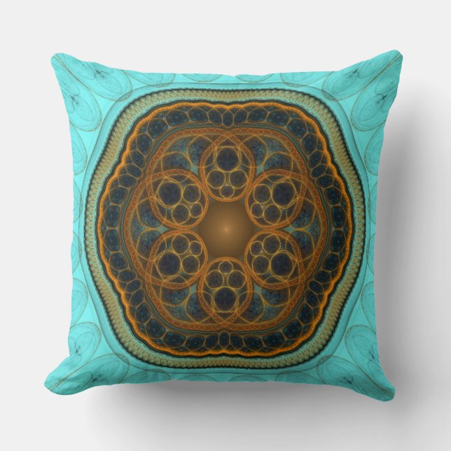 Harmonisches Fraktal Mandala Kissen (Vorderseite)