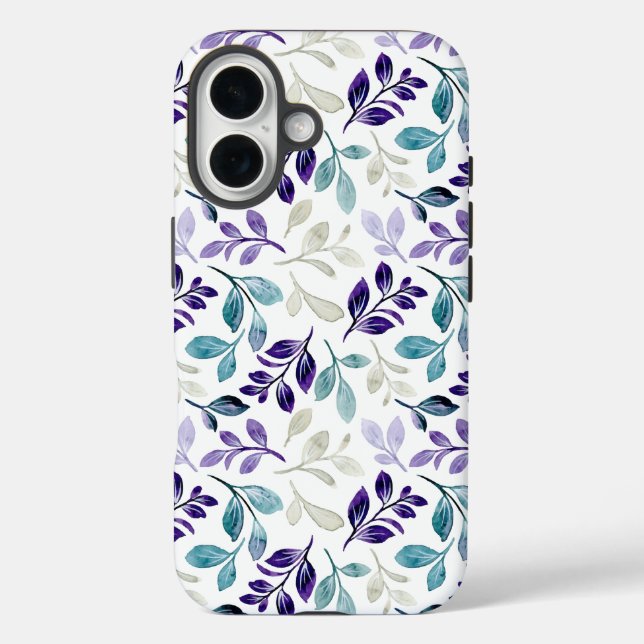  Harmonisches Wasserfarben-Blatt-Design  iPhone 16 Hülle (Rückseite)